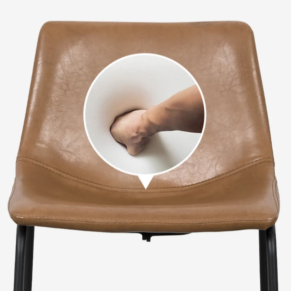 Modern Leather Counter Height Bar Stool with Metal Legs Image - 8