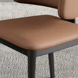 Modern Leather Curved Wingback Upholstered Dining Chairs Image - 11