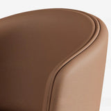 Modern Leather Curved Wingback Upholstered Dining Chairs Image - 4