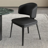 Modern Leather Curved Wingback Upholstered Dining Chairs Image - 9