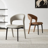 Modern Leather Ergonomic Curved Back Upholstered Dining Chair Image - 1