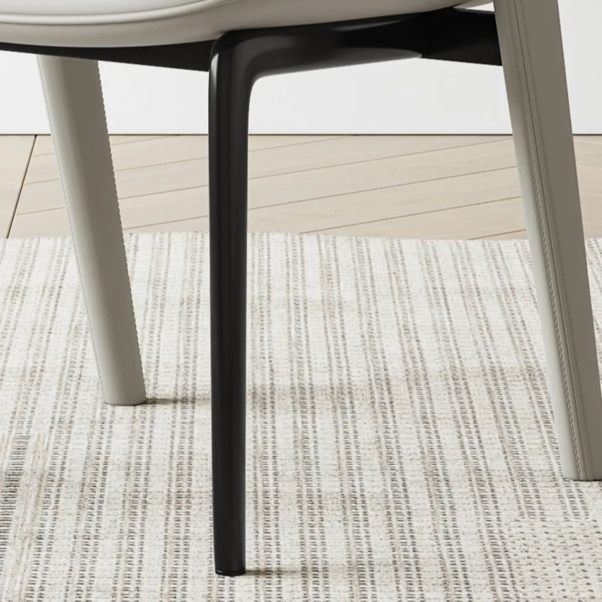 Modern Leather Ergonomic Curved Back Upholstered Dining Chair Image - 10