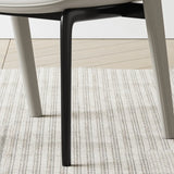 Modern Leather Ergonomic Curved Back Upholstered Dining Chair Image - 10