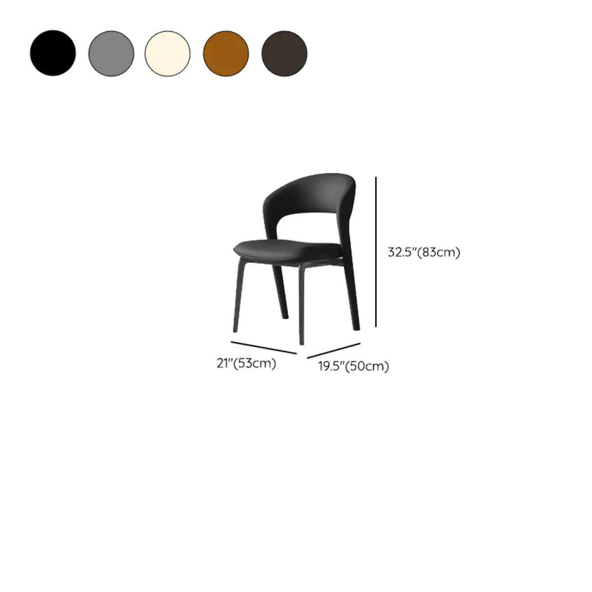 Modern Leather Ergonomic Curved Back Upholstered Dining Chair 