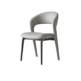 Modern Leather Ergonomic Curved Back Upholstered Dining Chair Image - 2