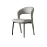 Modern Leather Ergonomic Curved Back Upholstered Dining Chair Image - 2