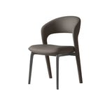 Modern Leather Ergonomic Curved Back Upholstered Dining Chair Image - 3
