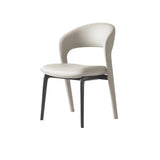 Modern Leather Ergonomic Curved Back Upholstered Dining Chair Image - 5