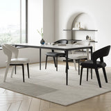 Modern Leather Ergonomic Curved Back Upholstered Dining Chair Image - 6