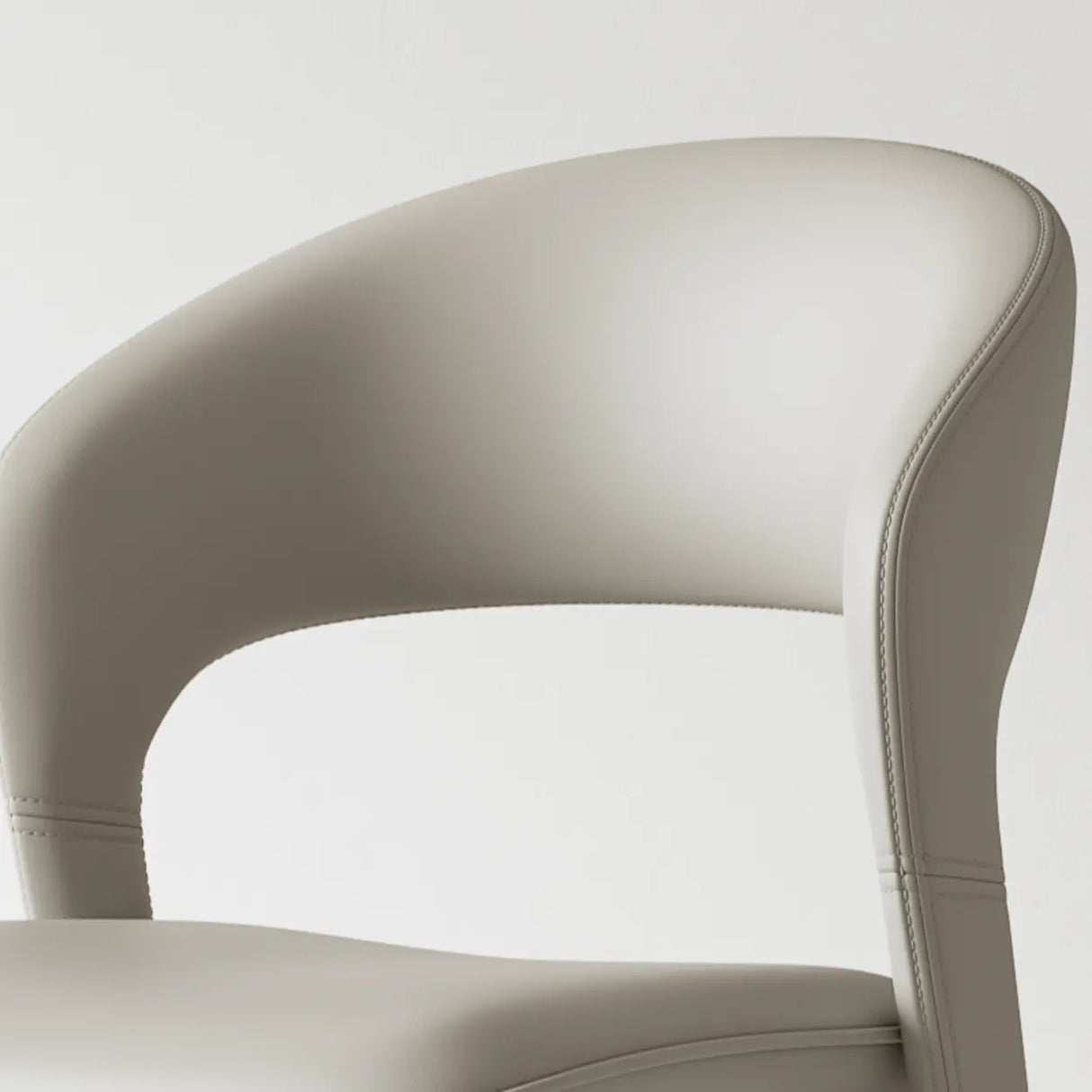 Modern Leather Ergonomic Curved Back Upholstered Dining Chair Image - 8