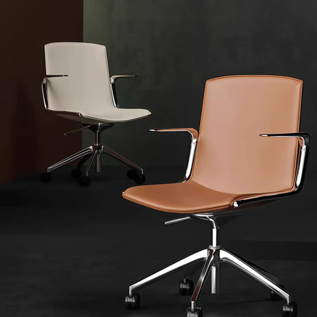 Modern Leather High-Back  Adjustable Swivel Armrest Office Chair Image - 1