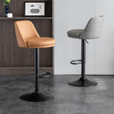 Modern Leather Low Back Footrest Adjustable Swivel Bar Stool Image - 1