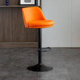 Modern Leather Low Back Footrest Adjustable Swivel Bar Stool Image - 5