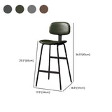 Modern Leather Low Back Saddle Counter Height Bar Stool #size