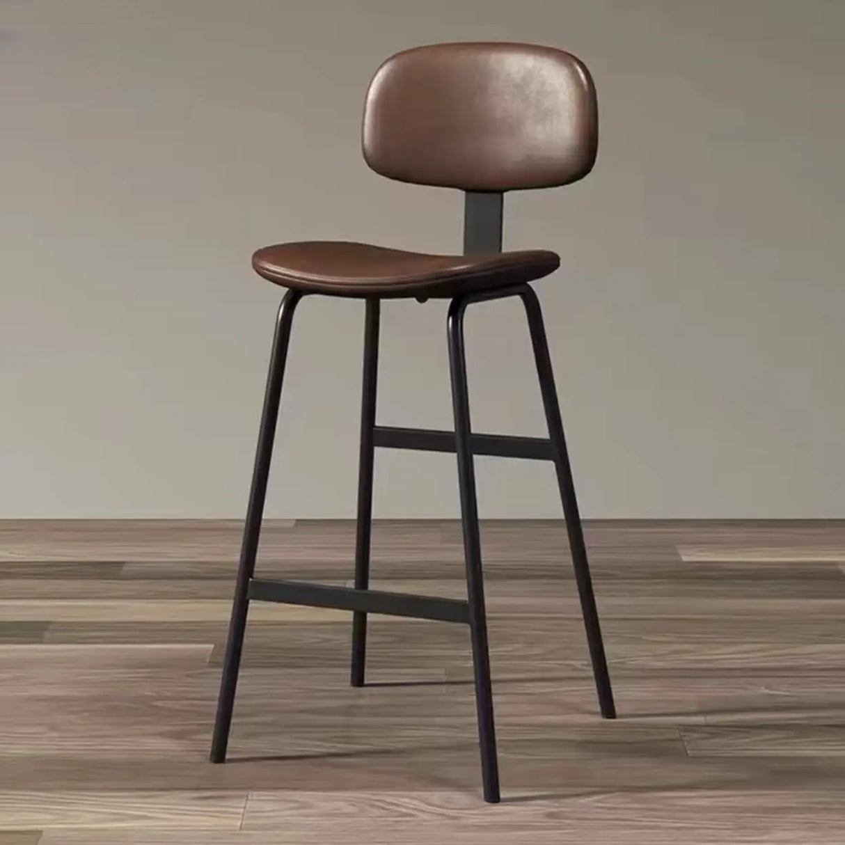 Modern Leather Low Back Saddle Counter Height Bar Stool Image - 2