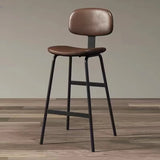 Modern Leather Low Back Saddle Counter Height Bar Stool Image - 2