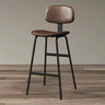 Modern Leather Low Back Saddle Counter Height Bar Stool Image - 2