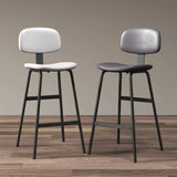 Modern Leather Low Back Saddle Counter Height Bar Stool Image - 4