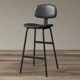 Modern Leather Low Back Saddle Counter Height Bar Stool Image - 7