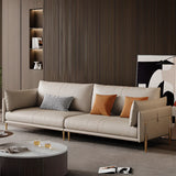 Modern Leather Metal Frame Reception Sofa with Arms Image - 1