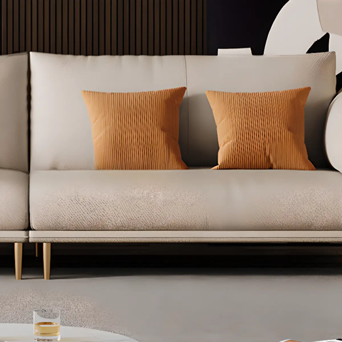 Modern Leather Metal Frame Reception Sofa with Arms Image - 13