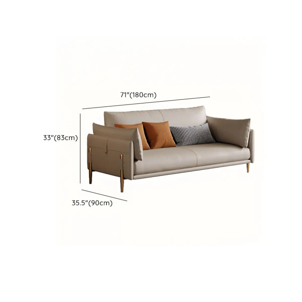 Modern Leather Metal Frame Reception Sofa with Arms 