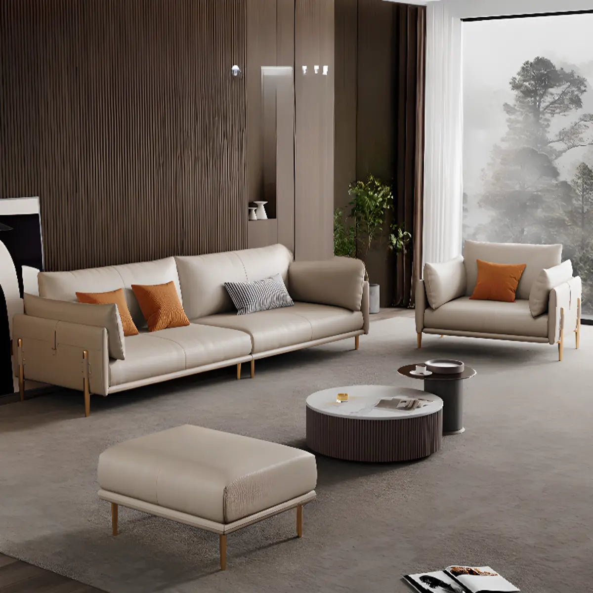 Modern Leather Metal Frame Reception Sofa with Arms Image - 6