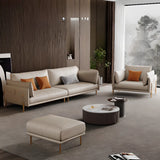 Modern Leather Metal Frame Reception Sofa with Arms Image - 6