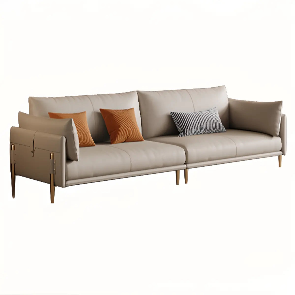 Modern Leather Metal Frame Reception Sofa with Arms Image - 7
