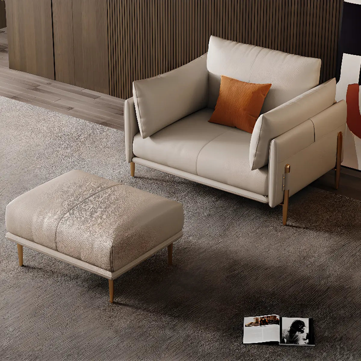 Modern Leather Metal Frame Reception Sofa with Arms Image - 8