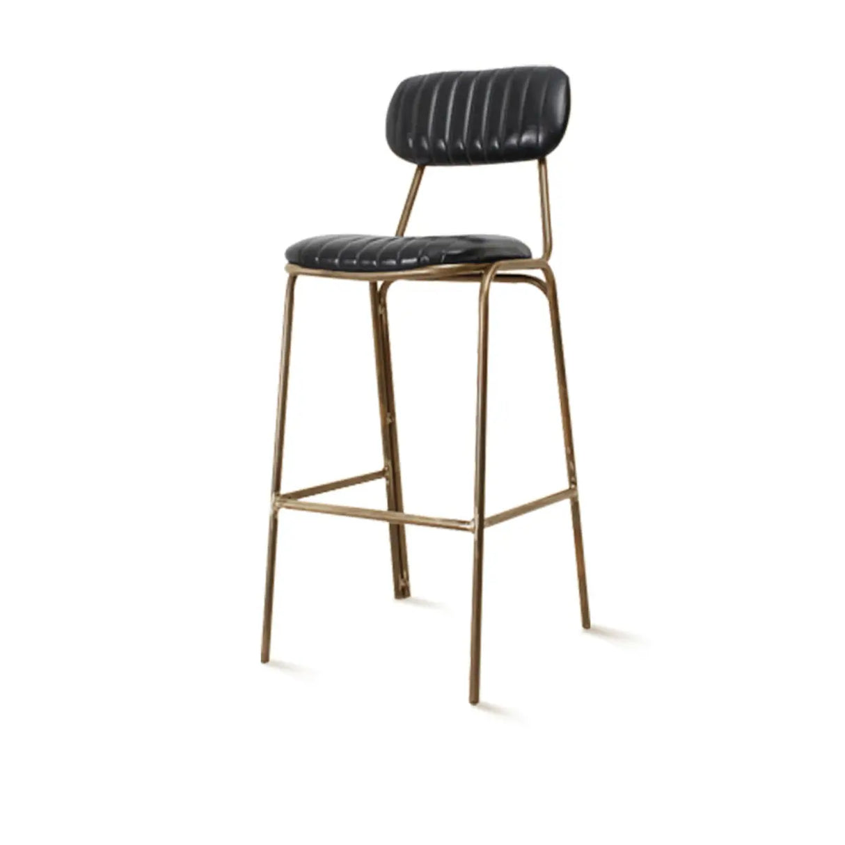 Modern Leather Metal Saddle Low Back Bar Stool With Footrest Image - 2