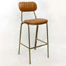 Modern Leather Metal Saddle Low Back Bar Stool With Footrest Image - 3