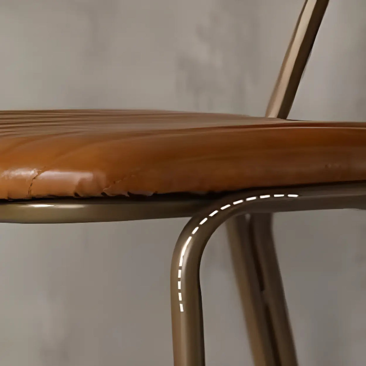 Modern Leather Metal Saddle Low Back Bar Stool With Footrest Image - 6