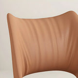 Modern Leather Open Back Upholstered Dining Chair Image - 10