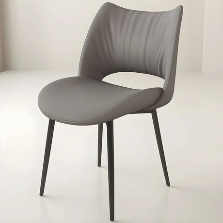 Modern Leather Open Back Upholstered Dining Chair Image - 2