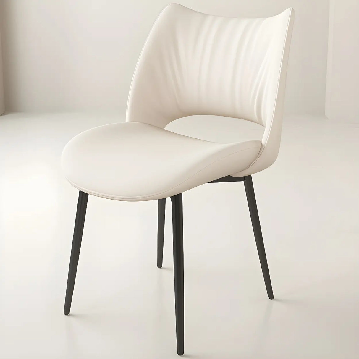 Modern Leather Open Back Upholstered Dining Chair Image - 3