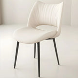 Modern Leather Open Back Upholstered Dining Chair Image - 3