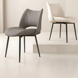 Modern Leather Open Back Upholstered Dining Chair Image - 4
