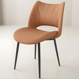 Modern Leather Open Back Upholstered Dining Chair Image - 5