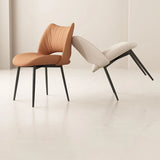 Modern Leather Open Back Upholstered Dining Chair Image - 6