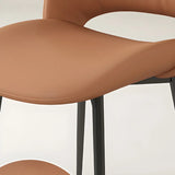 Modern Leather Open Back Upholstered Dining Chair Image - 9
