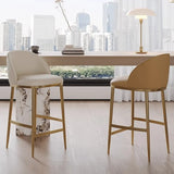 Modern Leather Padded Seat Low Back Counter Height Bar Stool Image - 1