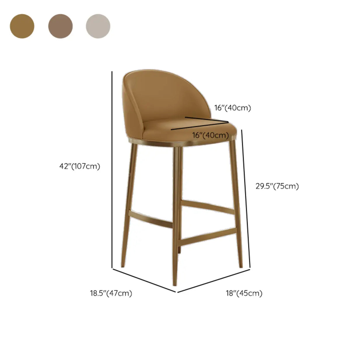 Modern Leather Padded Seat Low Back Counter Height Bar Stool Image - 16