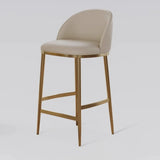 Modern Leather Padded Seat Low Back Counter Height Bar Stool Image - 7