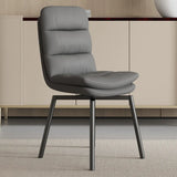 Modern Leather Padded Swivel Upholstered Dining Chair Image - 11