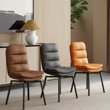 Modern Leather Padded Swivel Upholstered Dining Chair Image - 4