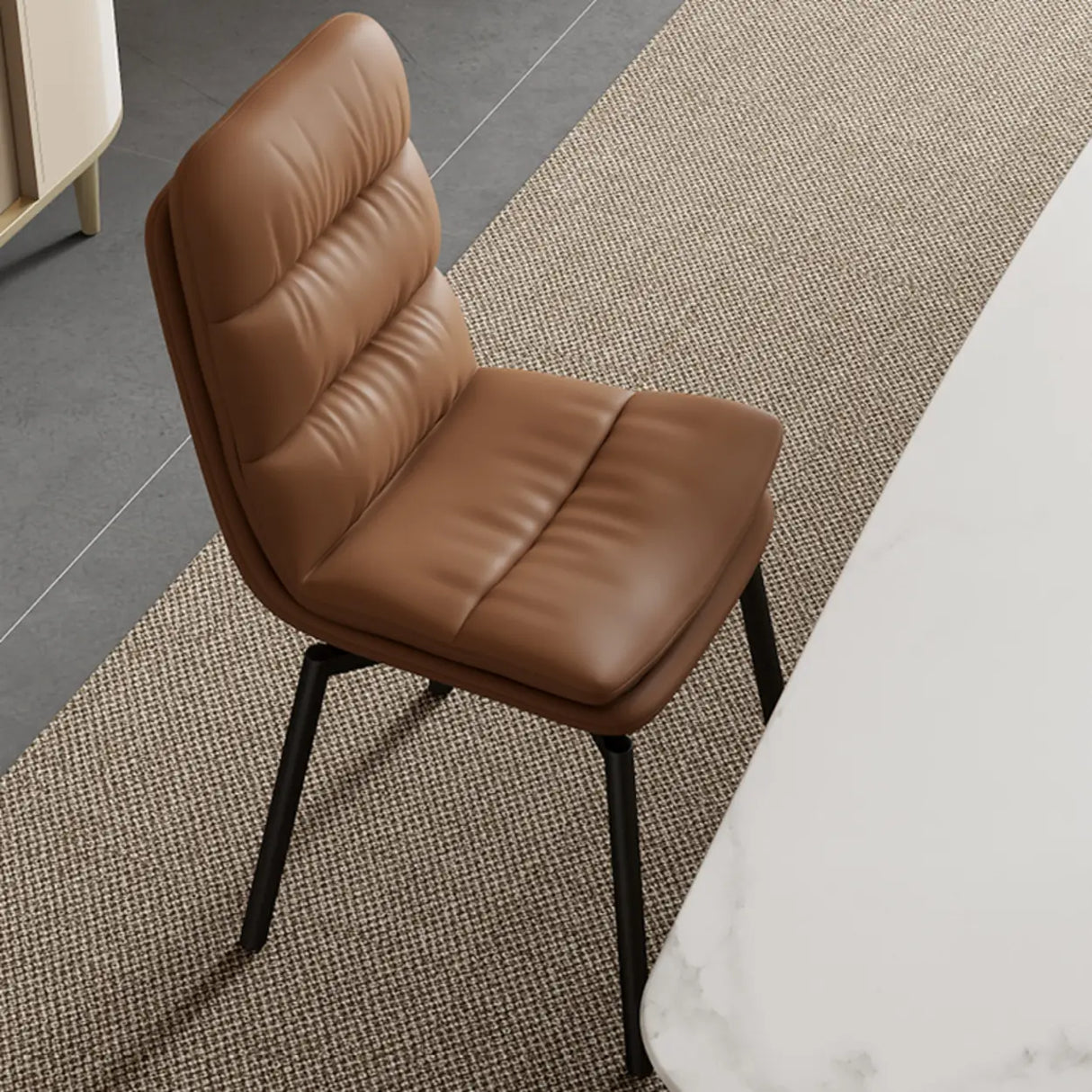 Modern Leather Padded Swivel Upholstered Dining Chair Image - 6