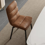 Modern Leather Padded Swivel Upholstered Dining Chair Image - 6