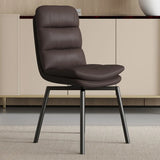 Modern Leather Padded Swivel Upholstered Dining Chair Image - 9