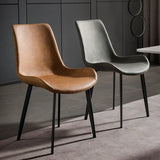 Modern Leather Parsons Dining Chair with Metal Legs Image - 1